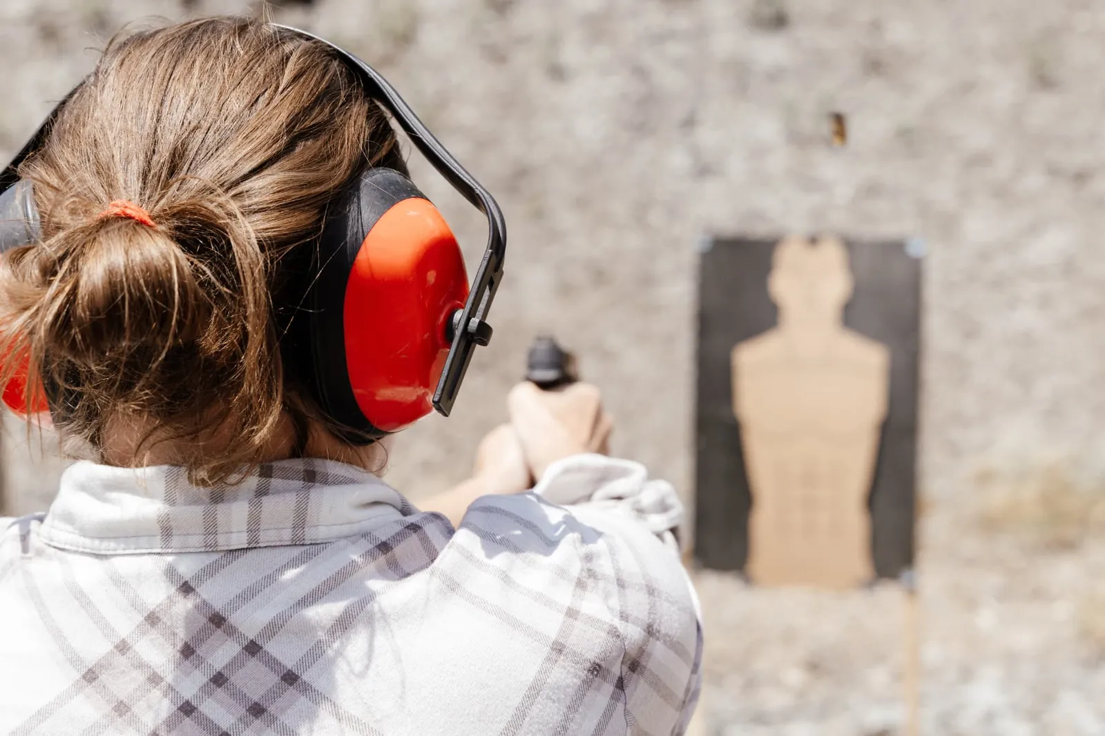 Close view of a student pressing out on her target
